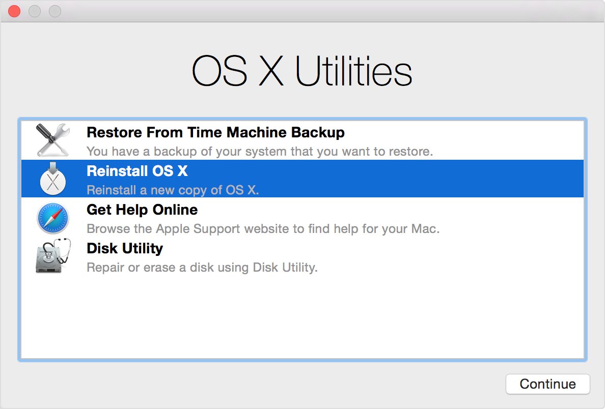 OS X Utilities window